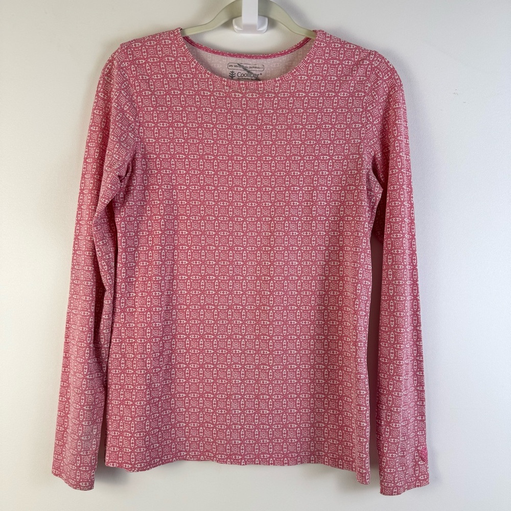 Coolibar UPF 50+ Long Sleeve Sun Protection Tee XS Pink Geometric
